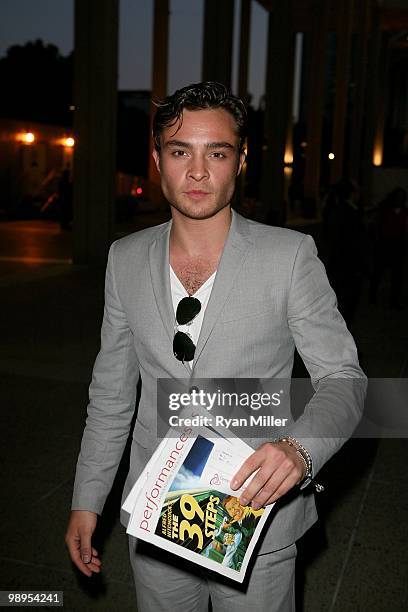 Actor Ed Westwick poses during the arrivals for the opening night performance of "Alfred Hitchcock's The 39 Steps" at the Center Theatre...