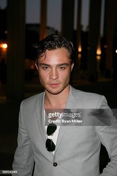 Actor Ed Westwick poses during the arrivals for the opening night performance of "Alfred Hitchcock's The 39 Steps" at the Center Theatre...