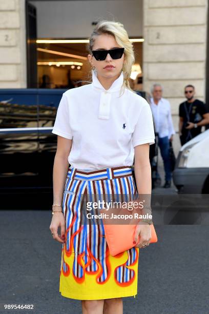 Caroline Daur is seen at the Schiaparelli Haute Couture Fall Winter 2018/2019 Show on July 2, 2018 in Paris, France.