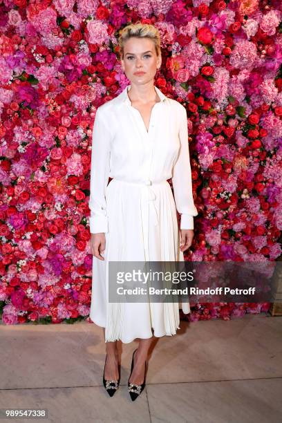 Actress Alice Eve attends the Schiaparelli Haute Couture Fall Winter 2018/2019 Photocall as part of Paris Fashion Week on July 2, 2018 in Paris,...