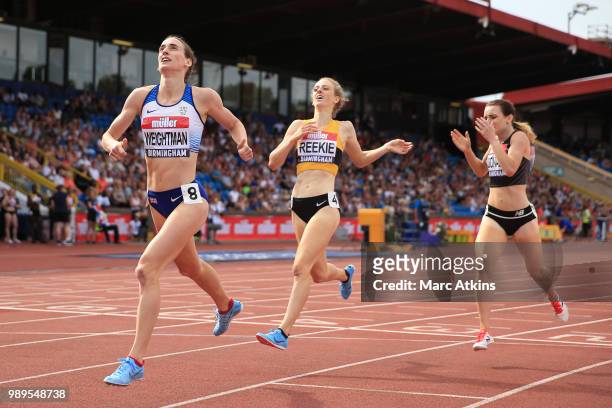 Laura Weightman wins during the Women's 1500m Final during Day Two of the Muller British Athletics Championships at the Alexander Stadium on July 1,...