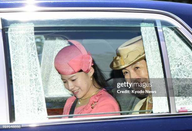 Japanese Princess Ayako , the youngest daughter of Emperor Akihito's late cousin Prince Takamado, and her mother Princess Hisako leave the Imperial...