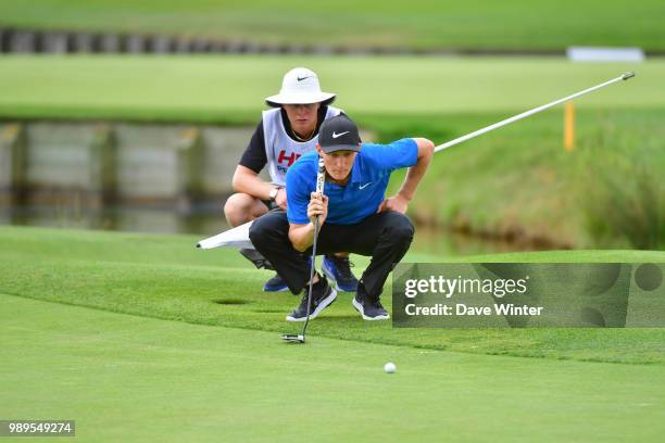 Marcus KINHULT of Sweden and his caddy during the HNA French Open on July 1, 2018 in Saint-Quentin-en-Yvelines, France.