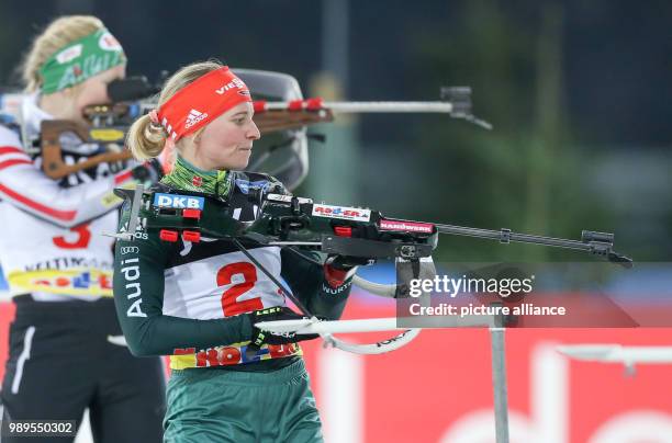 German biathlete Franziska Hildebrand in action during the shootout competition at the 16th Biathlon World Team Challenge in and around the Veltins...