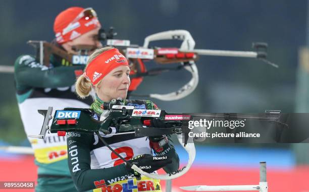 German biathlete Franziska Hildebrand in action during the shootout competition at the 16th Biathlon World Team Challenge in and around the Veltins...