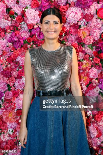 Giovanna Battaglia attends the Schiaparelli Haute Couture Fall Winter 2018/2019 Photocall as part of Paris Fashion Week on July 2, 2018 in Paris,...