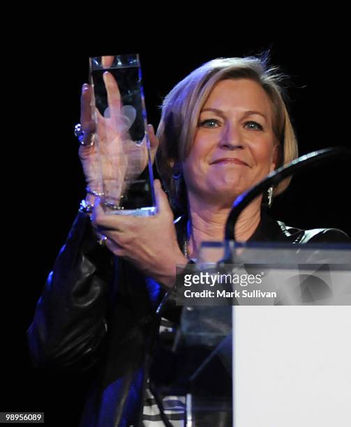 Susan Ford Bales accepts MusiCares MAP Fund award on behalf of her mother, Betty Ford, at MusiCares MAP Fund benefit concert at Club Nokia on May 7,...