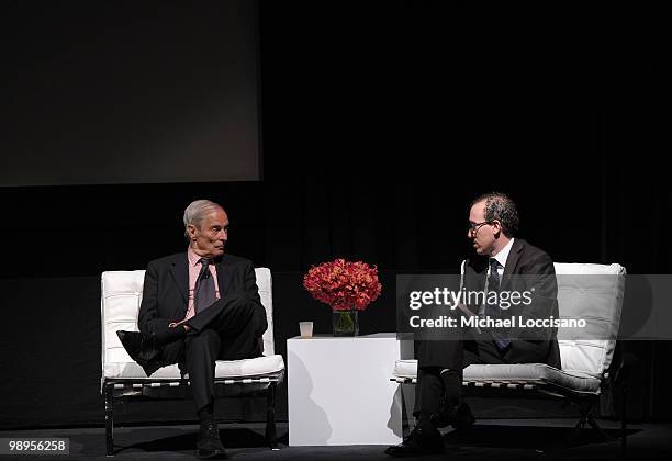 Correspondent Bob Simon is interviewed by Executive Director of the Committee to Protect Journalists Joel Simon during the 2010 Courage Forum with...