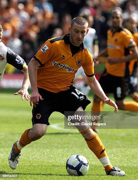 David Jones of Wolves controls the ball during the Barclays Premier match between Wolverhampton Wanderers and Sunderland at Molineaux on May 9, 2010...