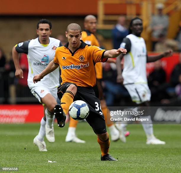 Adlene Guedioura of Wolves controls the ball during the Barclays Premier match between Wolverhampton Wanderers and Sunderland at Molineaux on May 9,...