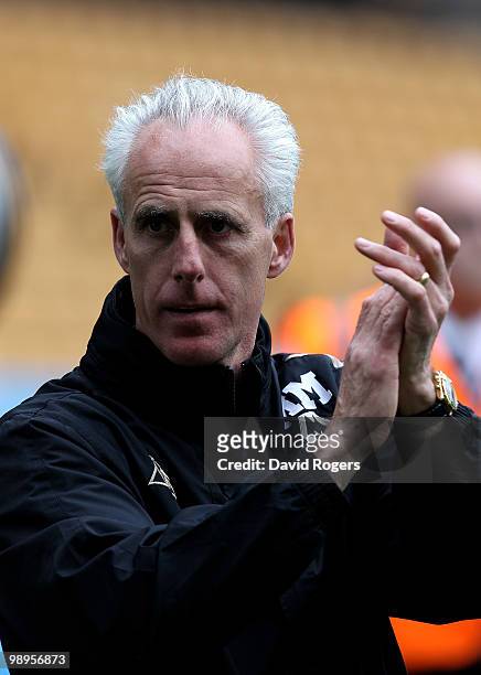 Mick McCarthy, the Wolves manager looks on during the Barclays Premier match between Wolverhampton Wanderers and Sunderland at Molineaux on May 9,...