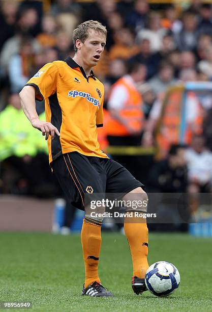 Christophe Berra of Wolves passes the ball during the Barclays Premier match between Wolverhampton Wanderers and Sunderland at Molineaux on May 9,...