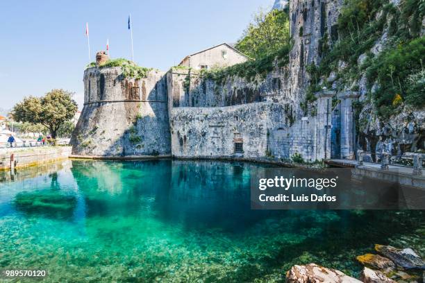 kotor gurdic gate and moat - montenegrin stock pictures, royalty-free photos & images