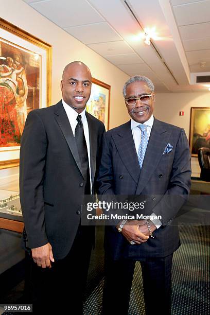 Host Kevin Frazier and Ed Lewis, Founder and Chairman Emeritus, Essence Magazine, who accepted on behalf of the John H. Johnson family, backstage at...