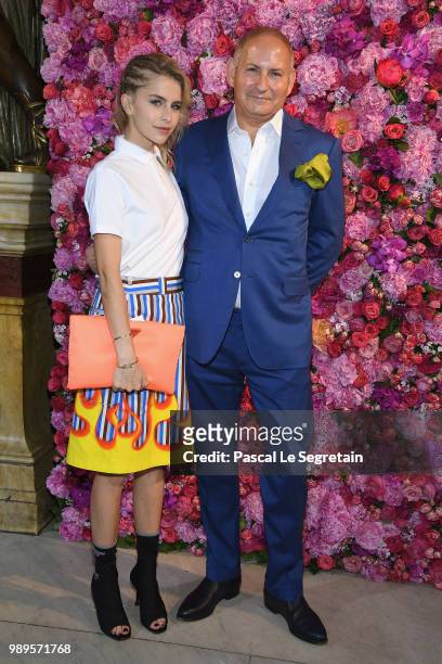 Caroline Daur and John Demsey attend the Schiaparelli Haute Couture Fall Winter 2018/2019 show as part of Paris Fashion Week on July 2, 2018 in...