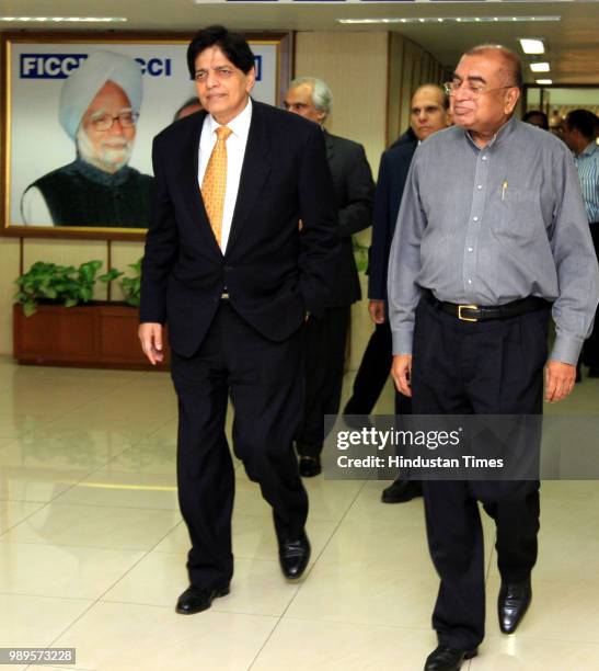 Salman Faruqui, Deputy Chairman of Planing Commission of Pakistan, with former president of the FICCI, K.K.Modi during the interactive business...