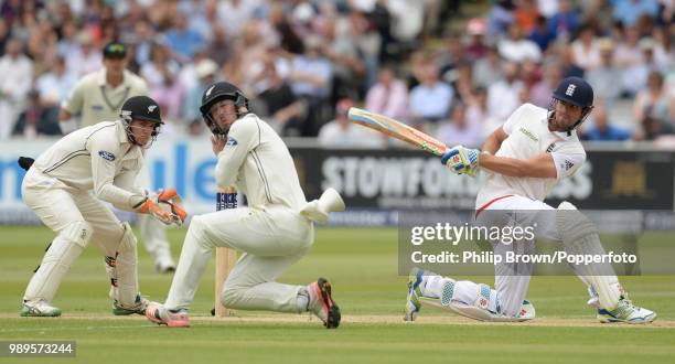 England captain Alastair Cook hits out during his innings of 162 in the 1st Test match between England and New Zealand at Lord's Cricket Ground,...