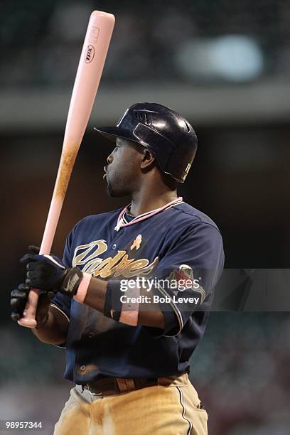 Tony Gwynn of the San Diego Padres bats against the Houston Astros at Minute Maid Park on May 9, 2010 in Houston, Texas.