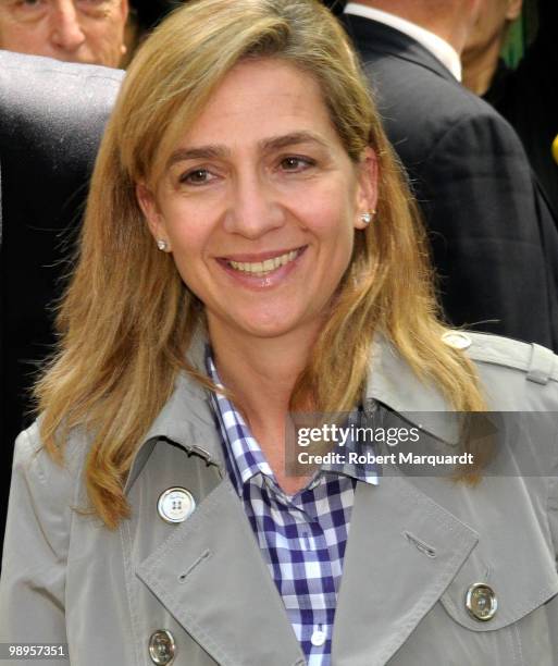 Infanta Cristina and husband Inaki Urdangarin visit her father, King Juan Carlos I of Spain at the Hospital Clinic of Barcelona on May 10, 2010 in...