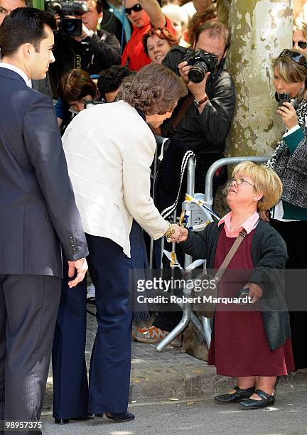 Queen Sofia of Spain is greeted by wellwishers as she visits her husband, King Juan Carlos I of Spain at the Hospital Clinic of Barcelona on May 10,...