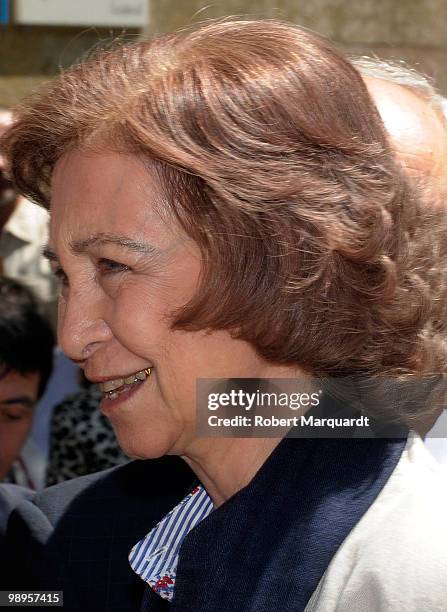 Queen Sofia of Spain visits her husband, King Juan Carlos I of Spain at the Hospital Clinic of Barcelona on May 10, 2010 in Barcelona, Spain. King...