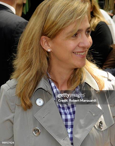 Infanta Cristina visits her father, King Juan Carlos I of Spain at the Hospital Clinic of Barcelona on May 10, 2010 in Barcelona, Spain. King Juan...