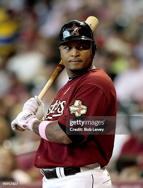 Carlos Lee of the Houston Astros bats against the San Diego Padres at Minute Maid Park on May 9, 2010 in Houston, Texas.