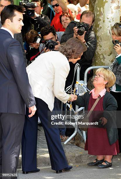 Queen Sofia of Spain is greeted by wellwishers as she visits her husband, King Juan Carlos I of Spain at the Hospital Clinic of Barcelona on May 10,...