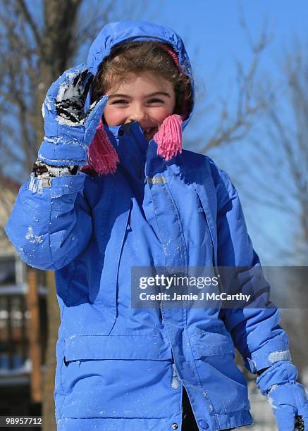 young girl in snowsuit - lakeville minnesota stock pictures, royalty-free photos & images