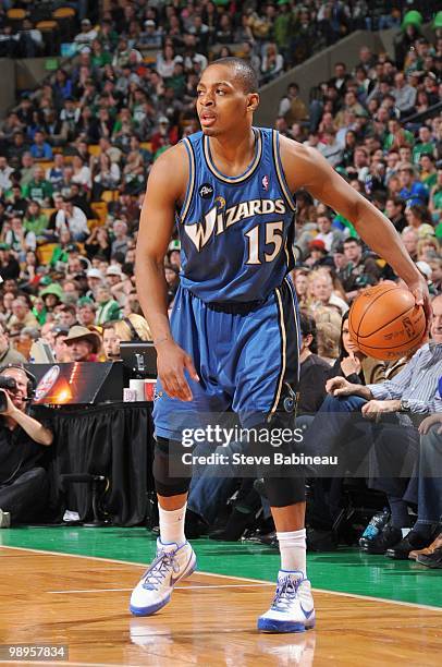 Randy Foye of the Washington Wizards dribbles the ball against the Boston Celtics on March 7, 2010 at the TD Garden in Boston, Massachusetts. NOTE TO...