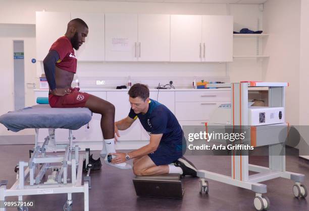 Arthur Masuaku of West Ham United during Pre-Season Screening at First Day of training at Rush Green on July 2, 2018 in Romford, England.