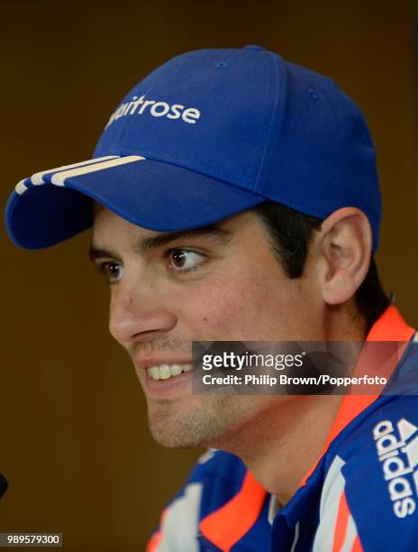 England captain Alastair Cook talks to the media during a press conference before the 2nd Test match between England and New Zealand at Headingley,...