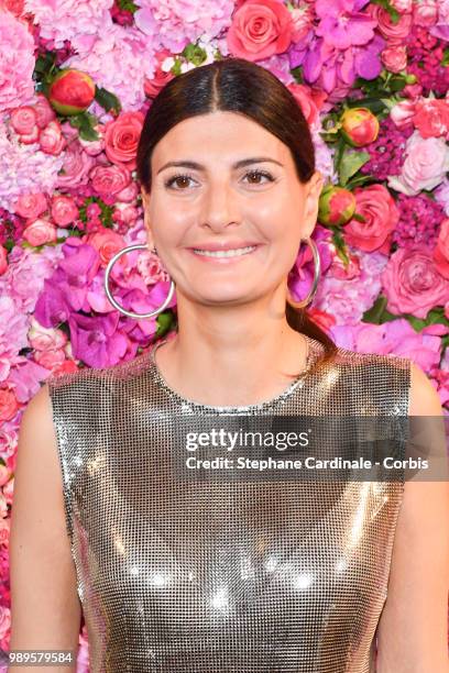 Giovanna Battaglia attends the Schiaparelli Haute Couture Fall/Winter 2018-2019 show as part of Haute Couture Paris Fashion Week on July 2, 2018 in...