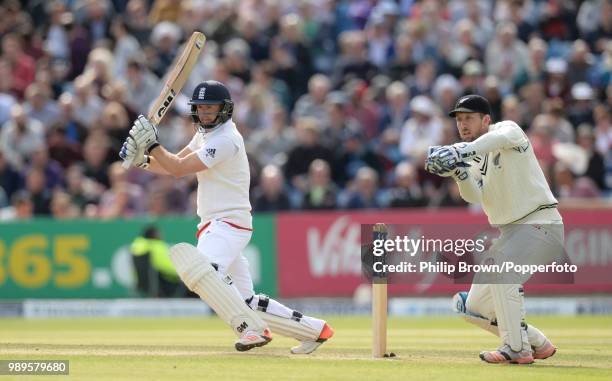 England opener Adam Lyth hits out during his innings of 107 in the 2nd Test match between England and New Zealand at Headingley, Leeds, 30th May...