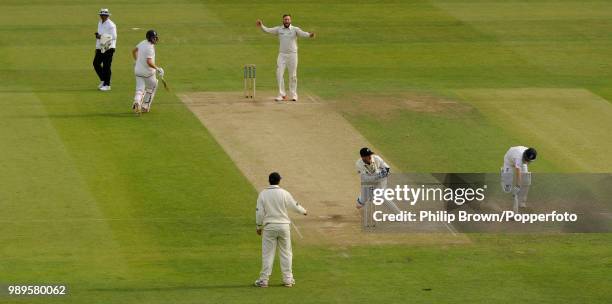 Adam Lyth of England is run out for 107 runs by Luke Ronchi of New Zealand during the 2nd Test match between England and New Zealand at Headingley,...