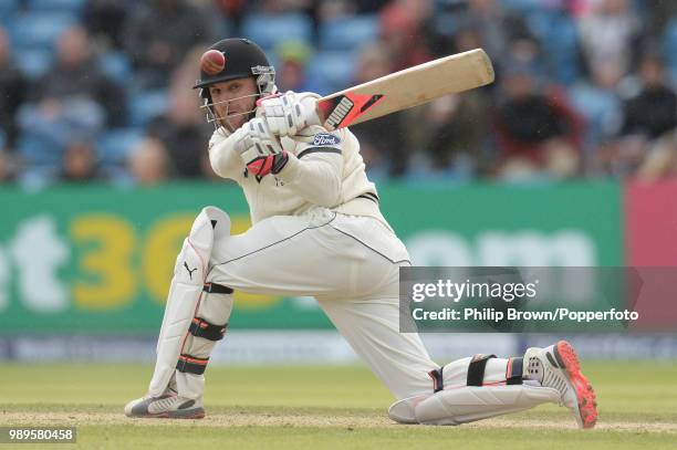 New Zealand captain Brendon McCullum hits out during the 2nd Test match between England and New Zealand at Headingley, Leeds, 31st May 2015. New...