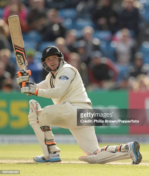 Watling of New Zealand hits out during his innings of 120 in the 2nd Test match between England and New Zealand at Headingley, Leeds, 31st May 2015....