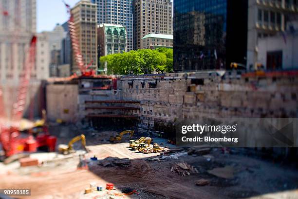 Foundation pit is excavated at the World Trade Center construction site in New York, U.S., on Monday, May 10, 2010. One World Trade Center, formerly...
