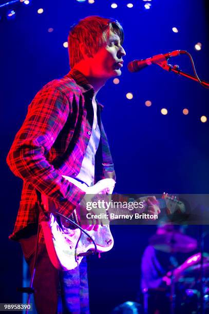 Stephen Malkmus of Pavement performs on stage at Brixton Academy on May 10, 2010 in London, England.