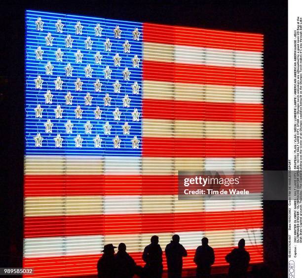 Winter Olympic Games : Salt Lake City, Drapeau, Flag, Vlag, Neon, Lumiere Lampe, Americain American Amerikaanse /Jeux Olympiques D'Hiver, Olympische...