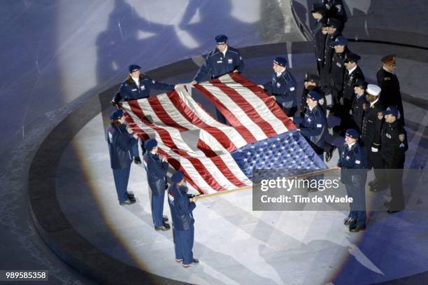 Winter Olympic Games : Salt Lake City, Drapeau Americain, American Flag, Amerikaanse Vlag, Wtc, World Trade Center Memorial /02/8/2002, Salt Lake...