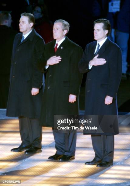 Winter Olympic Games : Salt Lake City, 02/8/2002, Salt Lake City, Utah, United States --- Us President George W. Bush Is Flanked By International...