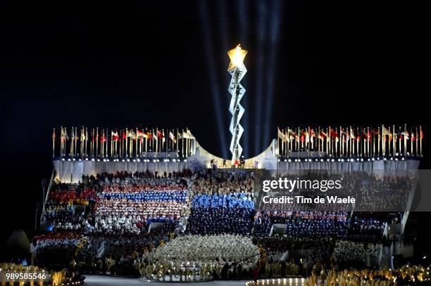 Winter Olympic Games : Salt Lake City, 02/8/2002, Salt Lake City, Utah, United States --- The Olympic Cauldron Burns Bright Above Athletes In The...