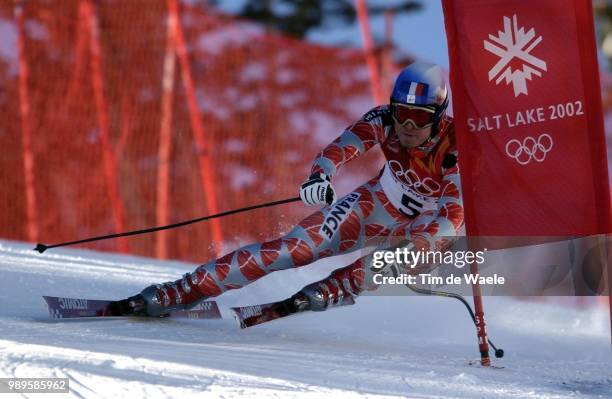 Winter Olympic Games : Salt Lake City, 2/10/02, Huntsville, Utah, United States --- Antoine Deneriaz Of France Races To A 12Th-Place Finish In The...