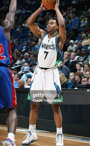 Ramon Sessions of the Minnesota Timberwolves looks to pass during the game in the 2010 NBA season at the Target Center in Minneapolis, Minnesota....