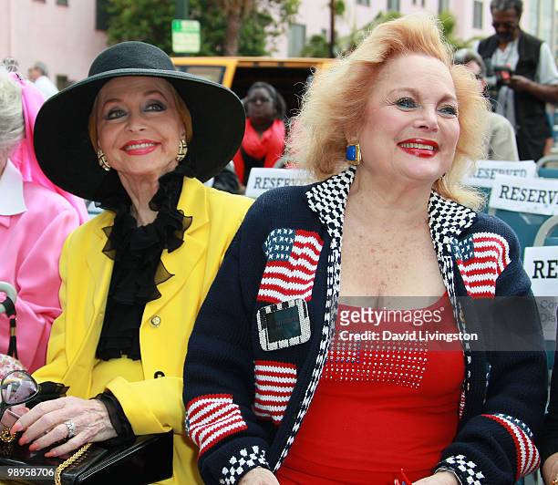 Actress Anne Jeffreys and singer/songwriter Carol Connors attend the Johnny Grant post office dedication at the Hollywood post office on May 10, 2010...