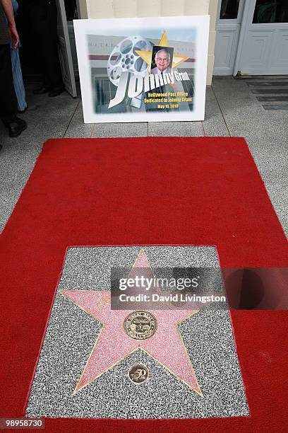 Johnny Grant's star is seen at Grant's post office dedication at the Hollywood post office on May 10, 2010 in Los Angeles, California.