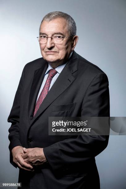 Member of the French Constitutional Council Jean-Jacques Hyest poses during a photo session in Paris, on June 21, 2018.