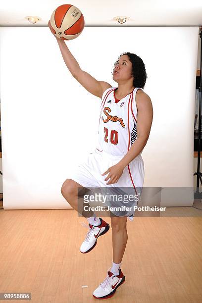 Kara Lawson of the Connecticut Sun poses for a portrait during the 2010 WNBA Media Day on April 26, 2010 at Mohegan Sun Arena in Uncasville,...