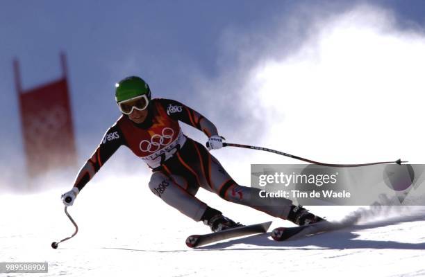 Winter Olympic Games : Salt Lake City, 02/12/02, Huntsville, Utah, United States --- German Skier Michaela Dorfmeister Makes Her Way Down The Course...